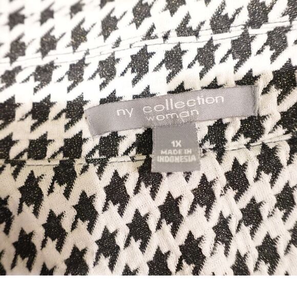 NY Collection Women's 1X Herringbone n Gold Crop Blazer - Picture 6 of 7